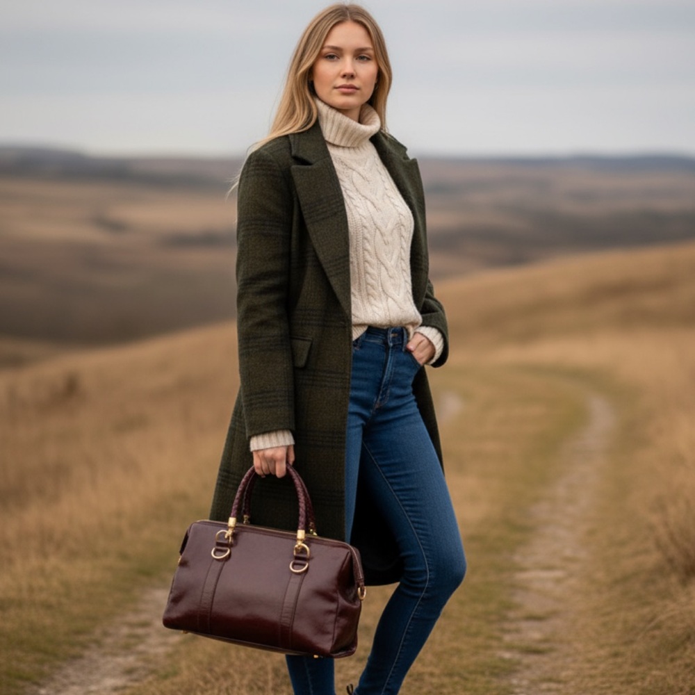 The find Elegant Burgundy Leather Handbag